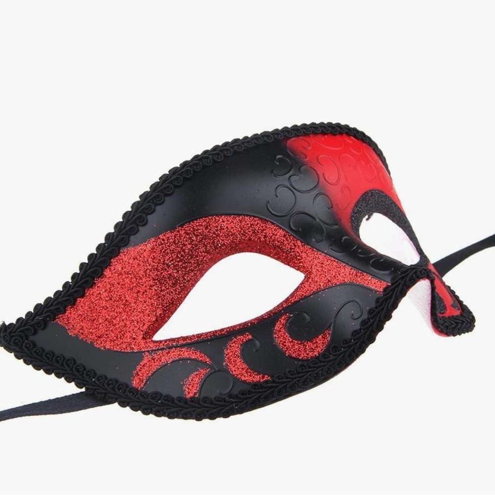 Couple Masquerade Masks Set - Red & Black - Picture 5 of 11